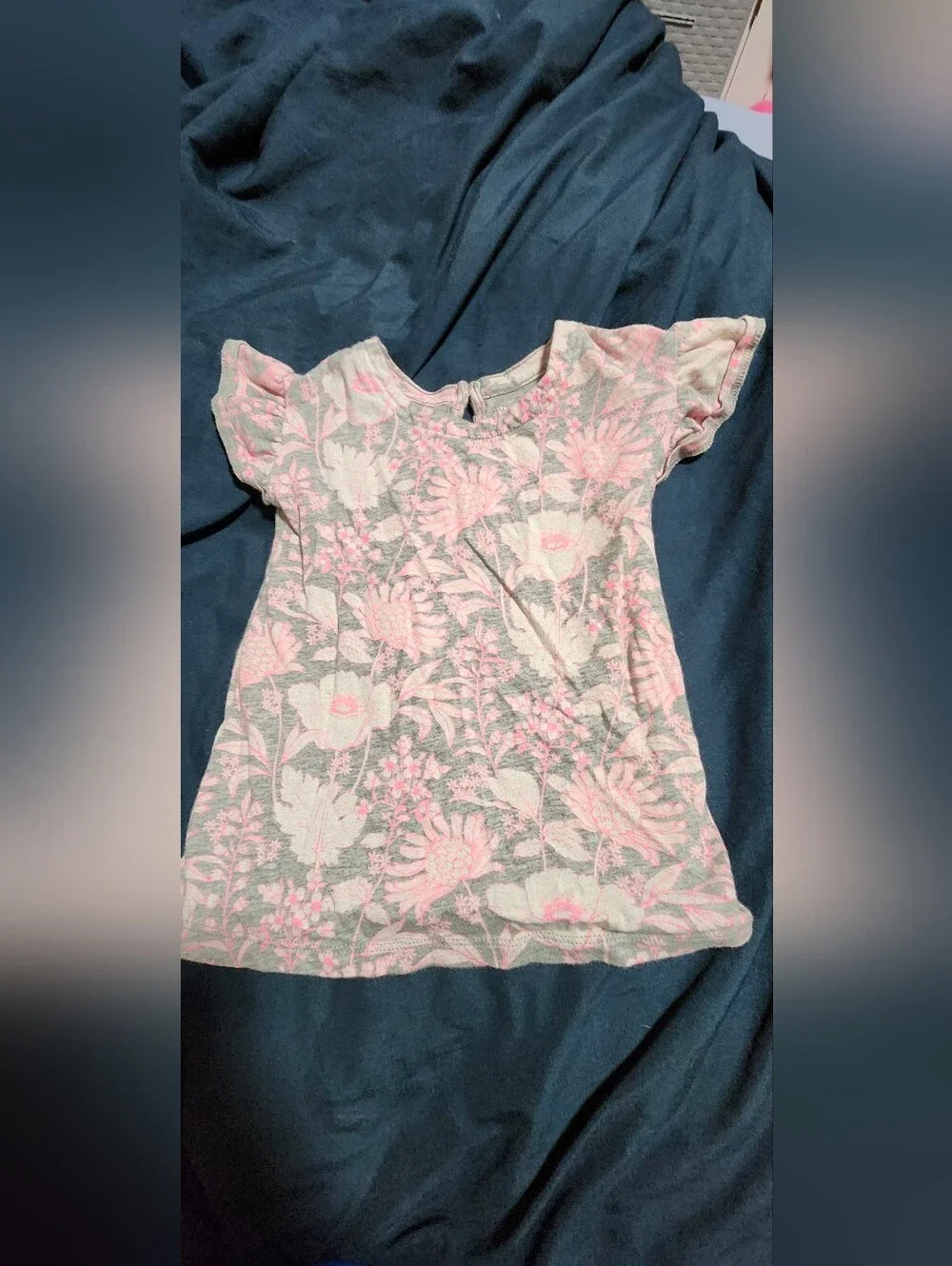 GAP Pink and Gray Floral Girls Top